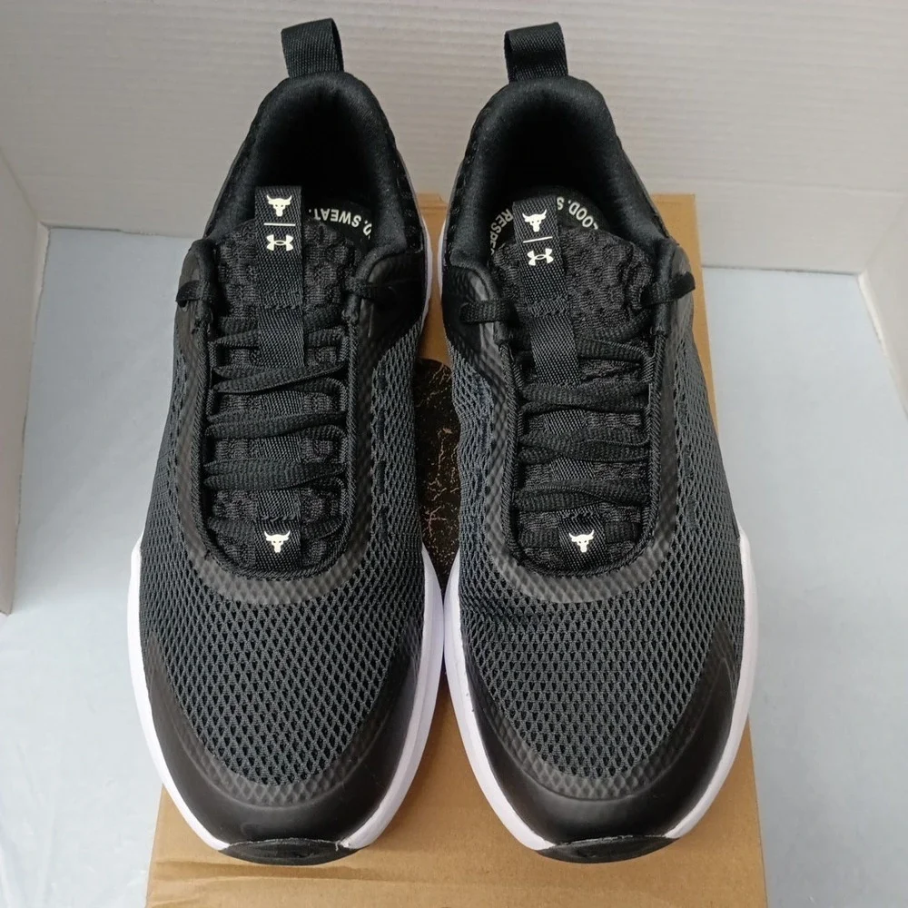 Under Armour‎ Project Rock BSR 5 Shoes Men's Size 8 Black White Sneakers 3028296